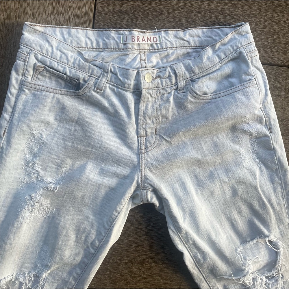 J Brand Distressed Light Gray Wash Jeans